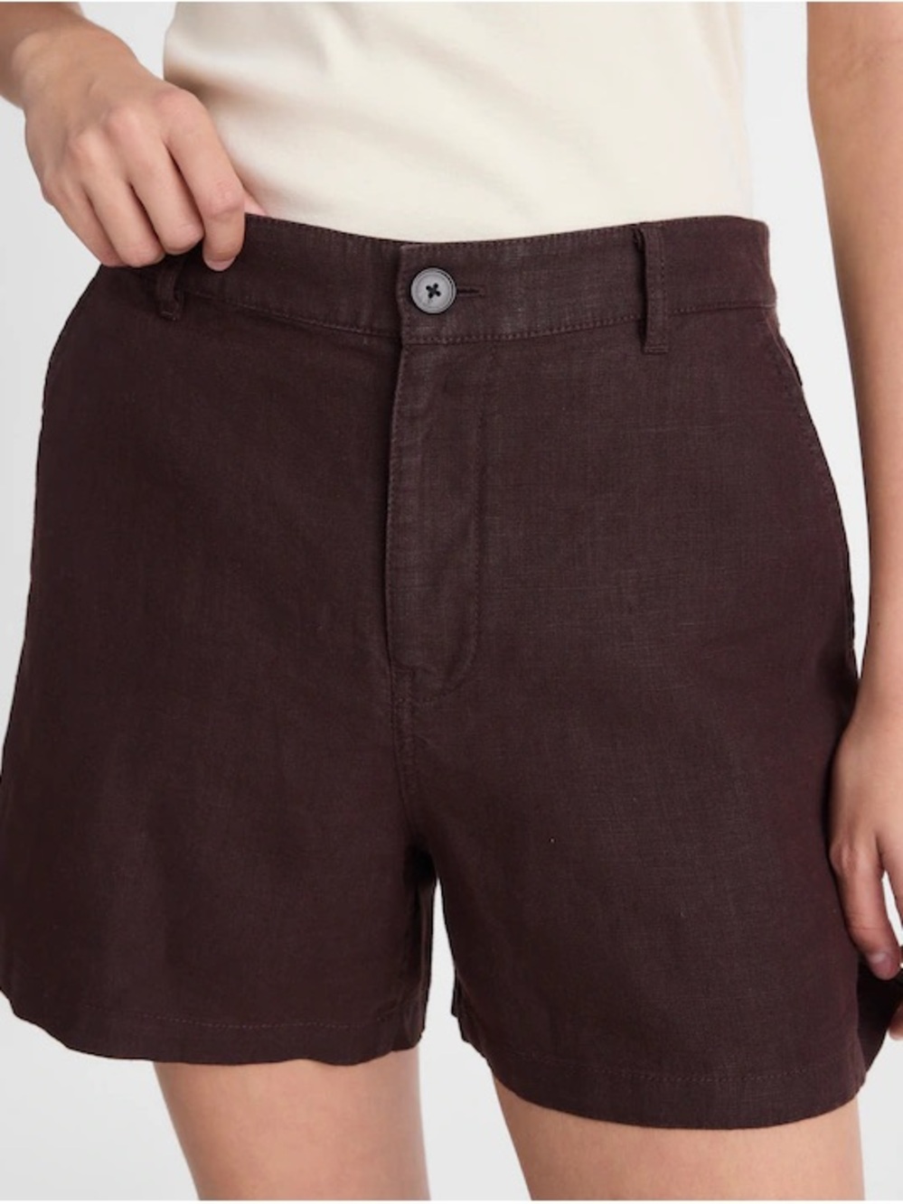 NWT SOLD OUT Madewell “The Zoe” Brown High-Rise 100% Linen Shorts, Size 8